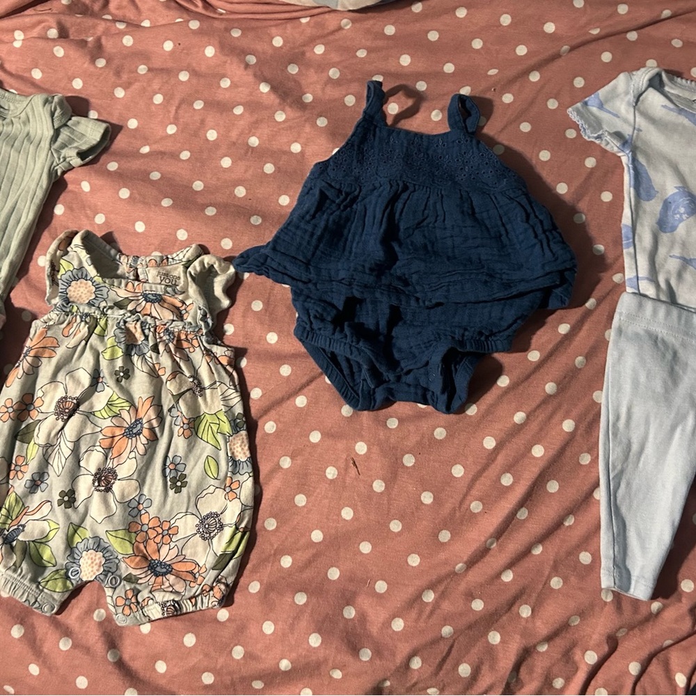Floral and Blue Baby Romper Set